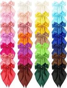 12 piezas Clip de pelo con lazo de cinta de color aleatorio, clip de pelo con lazo de cola extra grande de satén, ornamento de pelo con lazo lindo para mujeres y niñas