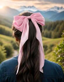 12 piezas Clip de pelo con lazo de cinta de color aleatorio, clip de pelo con lazo de cola extra grande de satén, ornamento de pelo con lazo lindo para mujeres y niñas