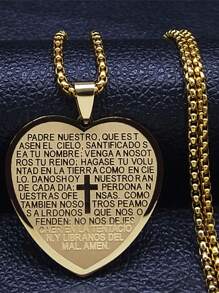 主祷文上帝十字架圣经西班牙语经文项链男女不锈钢耶稣链 - 項鍊 - 查看 3