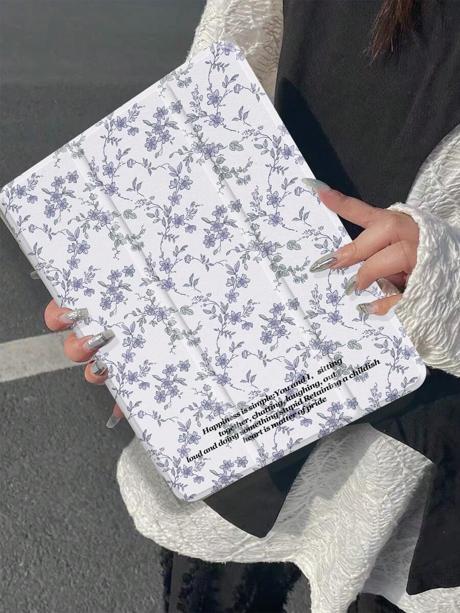 花朵保护套兼容 iPad 10.2 英寸 2021/2020 iPad 第 9/8 代，兼容 Galaxy Tab A8 10.5 英寸 2022，标签保护套，带笔架，支持自动睡眠/唤醒盖