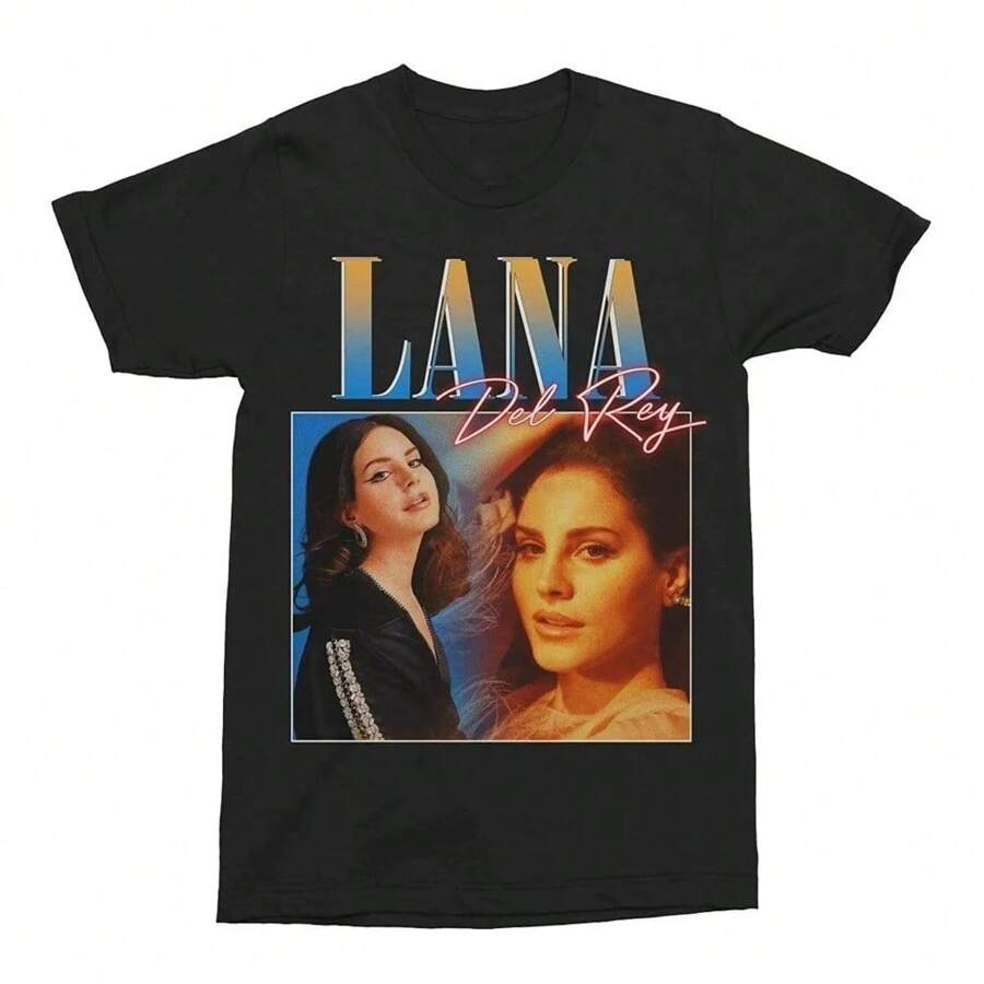 Lana Singer T-Shirt Unisex 100% Cotton Streetwear New Arrival Shipping Various Colors!! PLUS SIZE - 黑色 - 查看 1