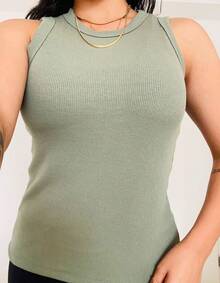 USM  Women's Ribbed Tank Top - 綠色 - 查看 3