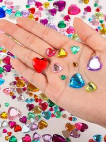 500pcs Acrylic Heart-Shaped Crystal Rhinestone 18mm/12mm/10mm/6mm Multi-Color For Christmas, Valentine's Day, Wedding Decor, DIY Jewelry Making - Multicolor - View 2