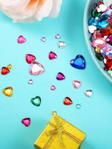 500pcs Acrylic Heart-Shaped Crystal Rhinestone 18mm/12mm/10mm/6mm Multi-Color For Christmas, Valentine's Day, Wedding Decor, DIY Jewelry Making - Multicolor - View 3
