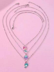 Set de 3 collares con colgante de concha de sirena nuevos