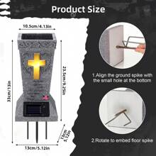 Senmeo 1Pcs Solar Cemetery Vase, Cross Lamp Memorial Flower Holder With LED,  Headstones Vases With Spike, Halloween Christmas Decoration Memorial, Remembrance Gift For Outdoor Yard Patio Loss Of Loved One