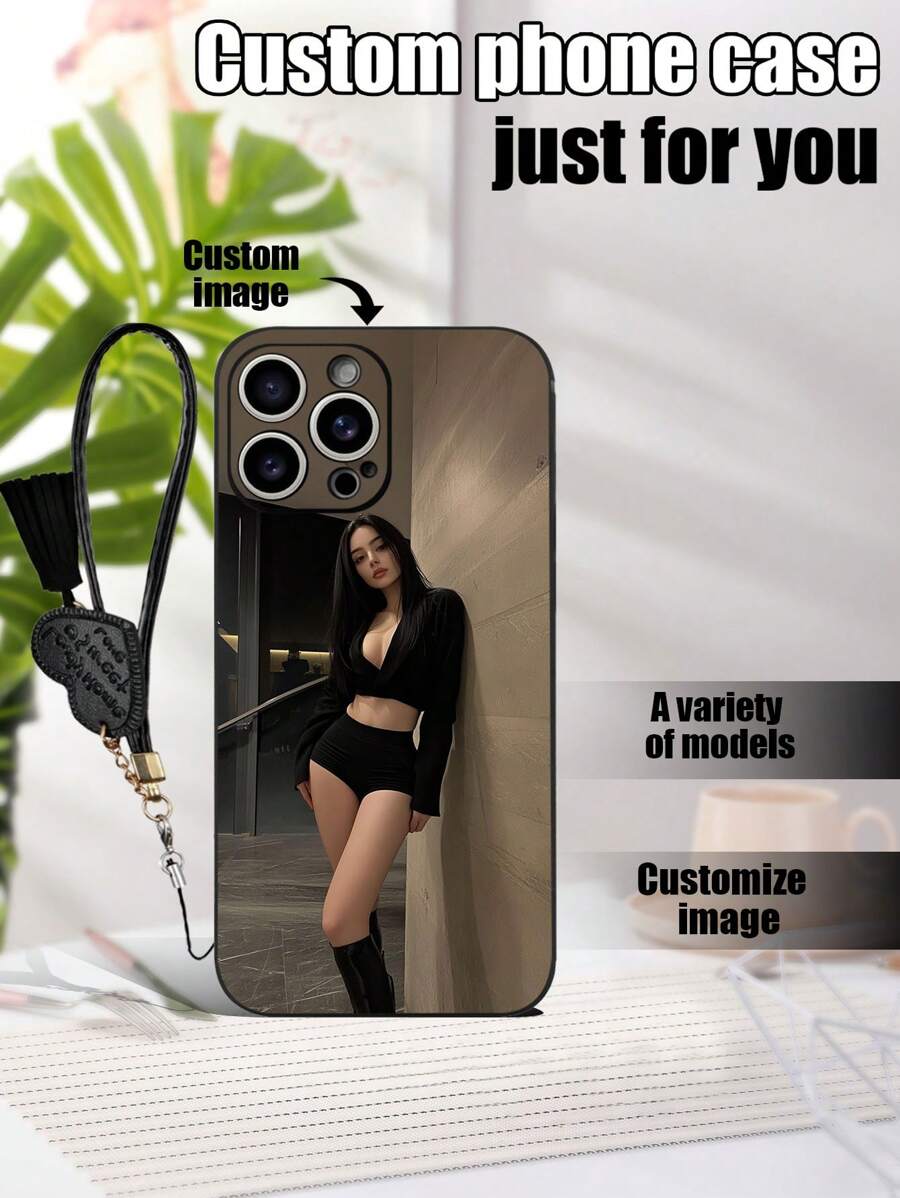 1 个黑色 TPU 可定制图形防摔手机壳和 1 个黑色心形手链，兼容 iPhone、三星、OPPO 等安卓智能手机。 - 黑色 - 查看 1