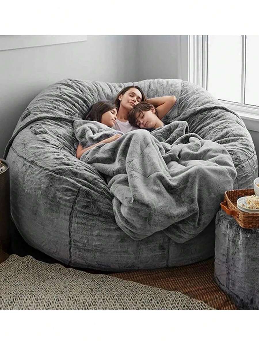 1pc American Minimalist Fabric Sofa, Flannel Bean Bag Slouchy Lounger