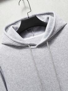 Custom Graphic Print Pocket Decorated Long Sleeve Hooded Funny Sweatshirt For Plus Size Men