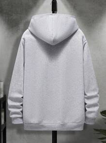 Custom Graphic Print Pocket Decorated Long Sleeve Hooded Funny Sweatshirt For Plus Size Men