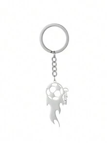 Personalized Name Football Keychain Backpack Tag Keychain Name Tag Sports Keychain Best Gift For Friends Football Stainless Steel Bag Accessories Practical And Beautiful All Year Round - Silver - View 7