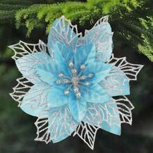 10 件套闪光一品红树饰品 - 带夹子和茎的人造一品红花朵，适用于节日花环装饰和新年假期装饰婴儿洗礼家庭装饰礼物 - 彩色 - 查看 13