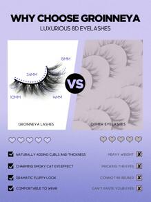 GROINNEYA 10 Cặp Lông Mi Mắt Mèo Lông Mi Giả Lông Mi Giả Lông Mi Cong Và Mềm Lông Mi Giả Tự Nhiên Đầy Đủ Dụng Cụ Trang Điểm Du Lịch Thiết Yếu Giao Hàng Ngẫu Nhiên (2-MK11) Lông Mi Giả, Lông Mi Giả, Lông Mi Giả - màu đen - Xem 7