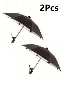 1/2 piezas Paraguas parasol impermeable con soporte para teléfono, paraguas mini con protección UV, adecuado para lluvia ligera, visera de sol universal para teléfono, accesorio antirreflejo para teléfono al aire libre, accesorio esencial de viaje, accesorios de fitness y estudio, necesidad de camping de vacaciones, accesorio de vacaciones - Multicolor - Ver 9