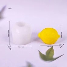 1 pieza Molde de silicona con forma de limón para vela de cera, molde de fruta realista para hacer velas perfumadas, resina, jabón hecho a mano y decoración del hogar - Blanco - Ver 2