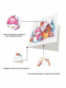 DIY Diamond Painting Greeting Card, Handmade Rhinestone Studded Festive Wish Card For Gift - Multicolor - View 10