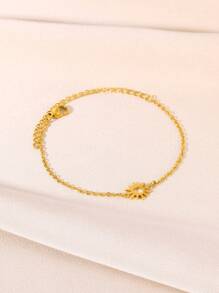 Women's Hollow Sun Anklet, Stainless Steel Bracelet, Retro Sunflower Anklet, Bohemian Style Jewelry, Gift For Valentine's Day, Mother's Day - Stainless Steel Anklet - View 5