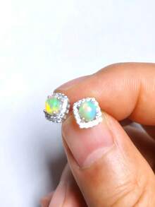 1 chiếc nhẫn vuông hở đính đá Opal Úc 925 thời trang, thích hợp cho phụ nữ đeo hàng ngày - Nhiều màu - Xem 6