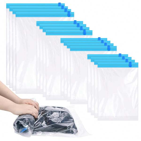 6 Pack Travel Storage Bags, Vacuum Bags For Travel Organizer Space Saving Compression Bags For Suitcases, Travel Essentials No Vacuum Needed, Travel Accessories For Packing Travel Storage Bags For Clothes Underwear Clothing Organiser