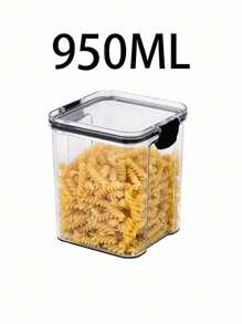 1 个透明密封食品储存容器，优质塑料罐，食品储存容器，透明塑料密封食品罐，储存容器，保鲜盒，适用于谷物，干果，零食，午餐盒，厨房调味罐，茶盒，意大利面盒，防水水果容器，适用于谷物，大米，面条，面包，茶，坚果和咖啡豆，适用于厨房，客厅，橱柜，阳台，宿舍，自助餐厅，储藏 - 黑色 - 查看 15