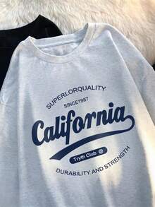 Women's Casual Letter Print Round Neck Oversized Cute Girl Long Sleeve T-Shirt, Versatile For Autumn/Winter - Light Grey - View 6