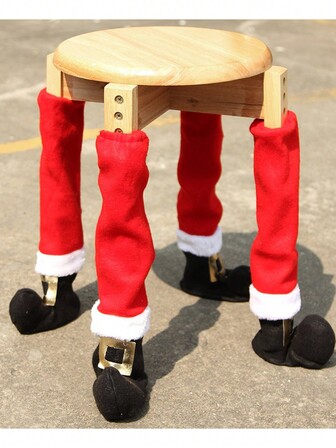 Christmas Decorations - Christmas Table Leg Covers, Christmas Chair Leg Covers, Christmas Wine Bottle Decor Covers