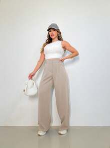 WOMEN'S MO FASHION - 3271, WOMEN'S TAILORED PANTS, HIGH WAIST, PANTALON, ELEGANT, CASUAL, EVERY DAY TO DAY, WORK, SUPER STYLISH. - Màu be - Xem 5