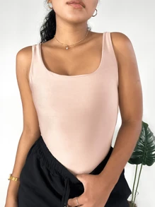 Kit 2 Women's Strappy Bodysuit With Suplex Tank Top And Basic Double Lining - trắng - Xem 6