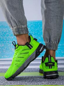 男士时尚休闲运动鞋，简约跑鞋 - 綠色 - 查看 4