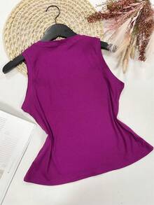 Tank Top, Very Stretchy Fabric, Front With Sequins - 紫色 - 查看 2