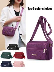 Fashionable Quilted Crossbody Bag, Plush Material Coin Purse, Same Color Fashion Matching, Multifunctional Zipper Heart-Shaped Shoulder Bag Embroidered Crossbody Bag, Plush Material Mini Headphone Storage Bag, Mother's Gift, Women's Leisure Wallet Handbag, Multi-Layer Mobile Phone Bag, Outdoor Women's Bag, Portable White-Collar Student Work Business Commuting Bag, Best Friend And Family Gift, Travel Party Souvenir - Multicolor - View 1