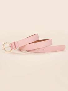 1pc Women's Simple Casual Round Buckle Solid PU Leather Belt, Multiple Colors Available Summer, School Fall, Autumn, Halloween - Casual Belts - View 6