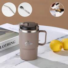 Stainless Steel Insulated Coffee Mug 19.3 Oz With Lid And Spoon - Reusable, Multipurpose Thermal Cup For Office, Travel, And Sports - Tea Infuser Included - Hand Wash Only - Ideal Gift For Halloween, Christmas Water Bottle Back To School