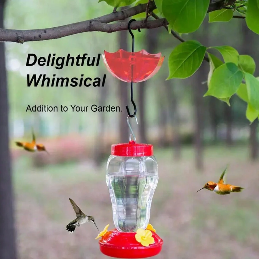 1個塑料蜂鳥餵食器,掛式蜂鳥餵食器,鳥類飲水器,後院觀鳥及野生動物用品 - 彩色 - 查看 1