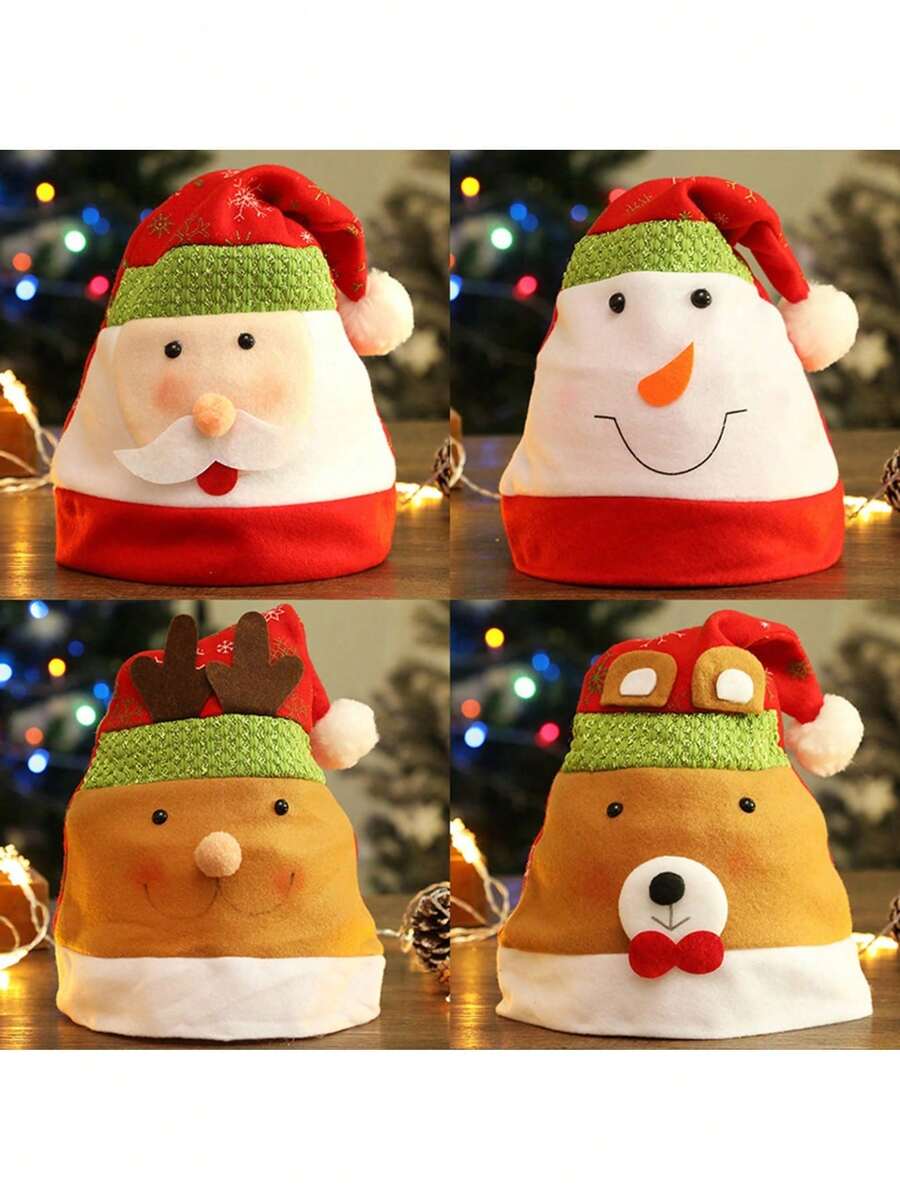 圣诞帽 圣诞老人无纺布帽子 聚会派对表演装饰装扮帽子 - 彩色 - 查看 1