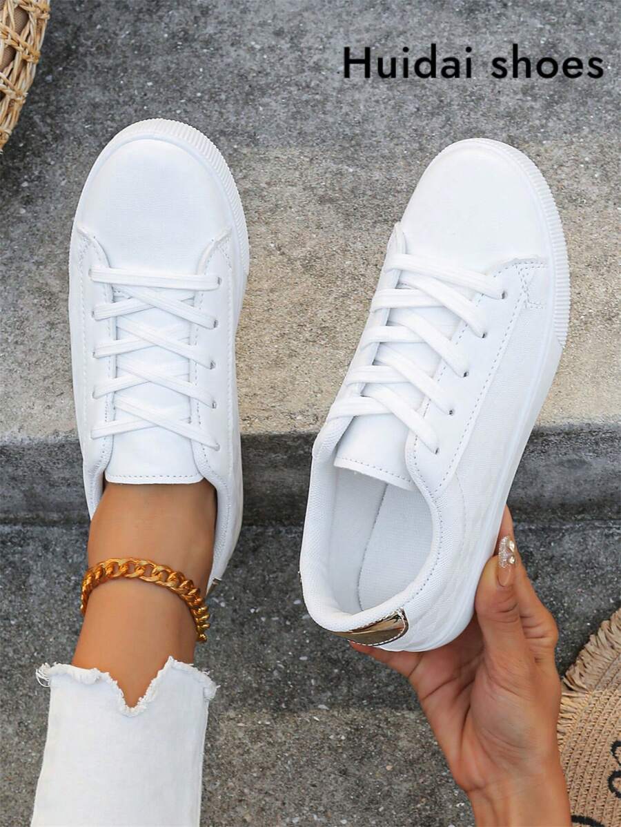 Women's Fashionable Casual Flat Sneakers, LaceUp Comfortable LowTop