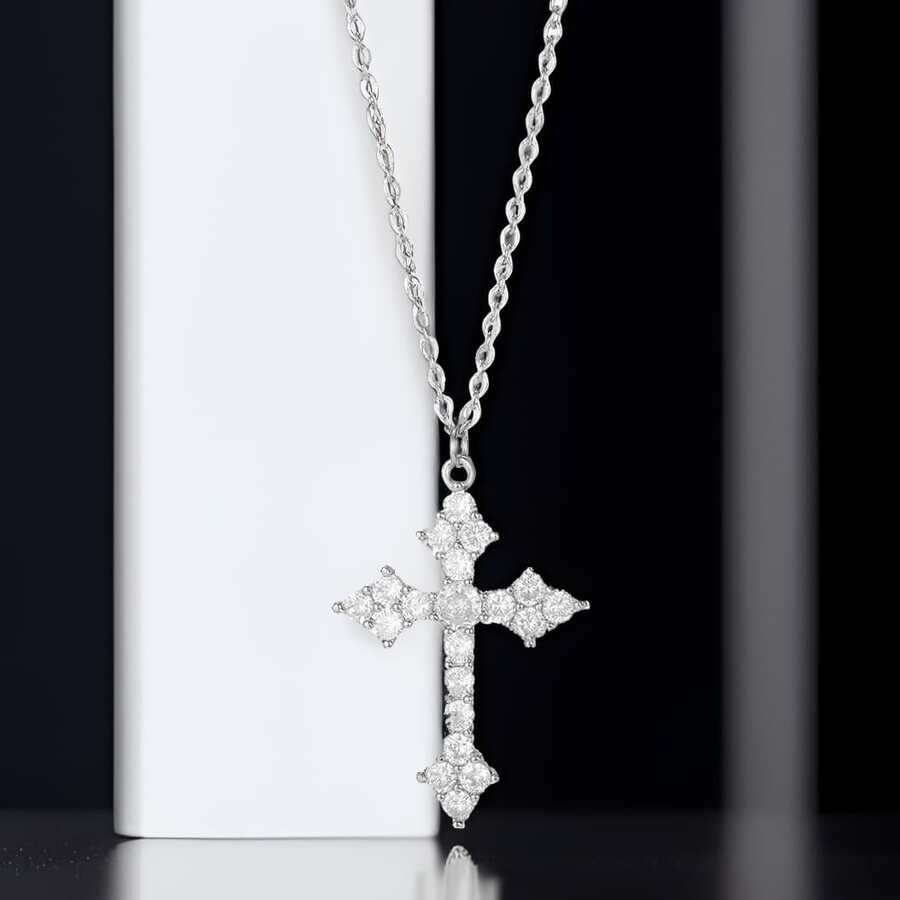 2 件/套男士十字形项链和耳环套装，时尚朋克嘻哈风格，适合日常佩戴、派对、万圣节， - 彩色 - 查看 1