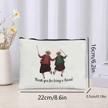 Friendship Gifts For Women, Thank You For Being A Friend Cosmetic Bag, Best Friend Birthday Gifts Makeup Bag, Christmas Graduation Gift For Friend Soul Sister BFF, Travel Makeup Pouch Cosmetic Bag Makeup Storage Makeup Organizer Travel Accessories Brush Bag Make Up Container Travel Stuff Travel Essentials Ladies Accessories Travelling Stuff College Vacation Cruise Summer Holiday Essentials Women Wash Bag Toiletries Bag Handbag Storage - Beige - View 4