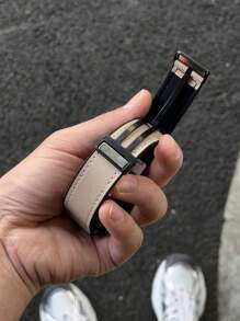 1件中性真皮與矽膠磁吸錶帶，適用於 ，適配 42mm、38mm、40mm、41mm、44mm、45mm、46mm、49mm 尺寸，時尚智慧手錶替換錶帶，適用於 Series Ultra2/1、SE2、SE 11、10、9、8、7、6、5、4、3、2、1 及其他機型，可作為學生返校禮物 - 杏色 - 查看 5