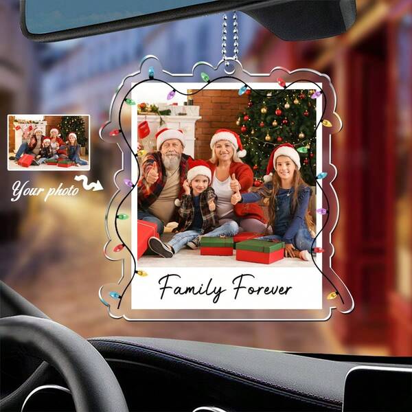 1pc Custom Acrylic Photo Family Portrait Car Pendant - Personalized Family Photo Tree Decoration, Unique Gift Creative Home Decoration, Valentine Day, Valentine Day Decor Gifts Birthday Graduation, Multi-Functional, Adjustable, Waterproof, Anti-Mold, Ornamental, Exquisite, Adorable, Unique, Ideal Gifts For Him, Ideal Gifts For Her, Boyfriend, Girlfriend, Dad, Mom, Family, Friends, Son, Daughter, School Students, Office, Tea Room, School, Home Christmas Decorations Room Decor Christmas