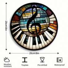 1 vòng hoa thiếc kim loại trang trí, biểu tượng phím đàn piano, biểu tượng âm nhạc, thiết kế vòng hoa tròn, 8x8 inch (20cm X 20cm), trang trí tường, trang trí nhà, trang trí phòng, trang trí trang trại, trang trí hiên nhà, trang trí phòng ngủ, nghệ thuật hình tròn, quà tặng ngày lễ, vị trí lỗ ngẫu nhiên ở trên, dưới, trái và phải - Nhiều màu - Xem 2
