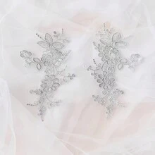 2 cái/bộ viền ren Venise thêu hoa cổ điển, vật liệu thủ công DIY cho mũ đội đầu cô dâu, phụ kiện may váy cưới - Nhiều màu - Xem 8