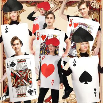 Carte da poker per coppie, Re di picche, Re di cuori, Asso di cuori, Asso di picche, accessori divertenti per feste a tema, Ognissanti, carnevale