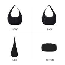 Small Puffer Bag Shoulder Bags For Women Nylon Shoulder Purses And Handbags With Adjustable Strap - 黑色 - 查看 4
