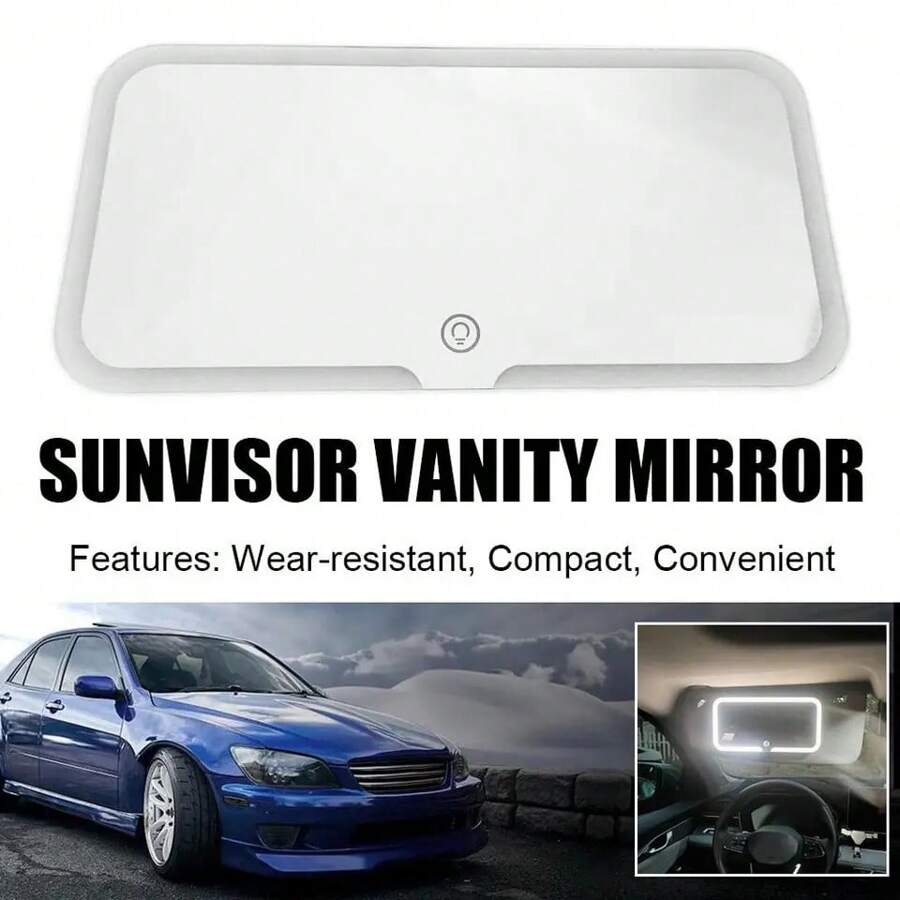 1pc HD Car Makeup Mirror Car Sun Visor Makeup Mirror Led Touch Light