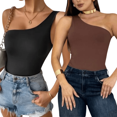 KIT 2 Body Feminino Suplex Mula Manca Com Forro Alça fina um Ombro