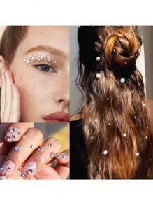 AVYRING 3 片彩虹水钻珍珠自粘珠宝适用于眼睛脸部身体头发宝石粘贴节日钻石配饰服装指甲 DIY 化妆 3 毫米 4 毫米 5 毫米 6 毫米 - 彩色 - 查看 5