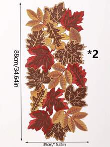 1 pieza/2 piezas/3 piezas Manteles individuales y camino de mesa con hoja de arce bordada en hueco y decoración del hogar y de cocina, resistente al polvo y a la suciedad, apto para exteriores, picnic, fiestas, hogar, cocina, banquetes, cumpleaños, regalo