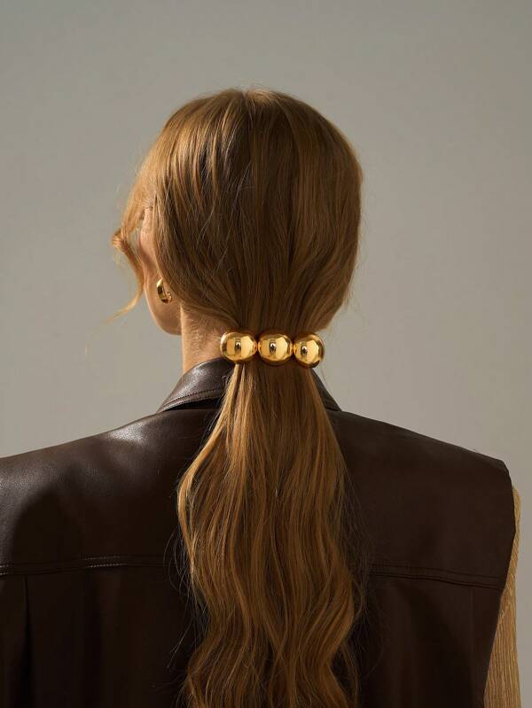 1 pieza Elegante Clip de Pelo de Metal Dorado, Estilo Simple para Mujer, Clip de Pelo Elegante y Sencillo, Forma Metálica Esférica Brillante y de Moda, Diseño de Cabello, Accesorios de Cabello para Mujeres y Niñas, Pinzas para el Cabello, Pasadores de Cabello, Artículos Escolares