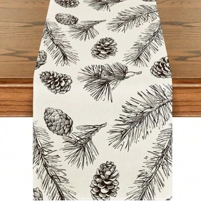 1Pc,Christmas Table Runner, Xmas Trees Snowflakes Winter Holiday Decorative Farmhouse Table Decorations For Kitchen Dinning, Indoor Outdoor Dinner Party Decor